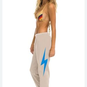 Aviator Nation AVIATOR NATION BOLT SWEATPANTS - SAND/BLUE